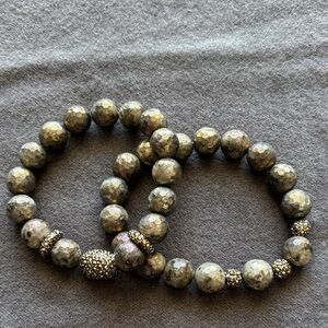 Elegant Silver Beaded Bracelet Set